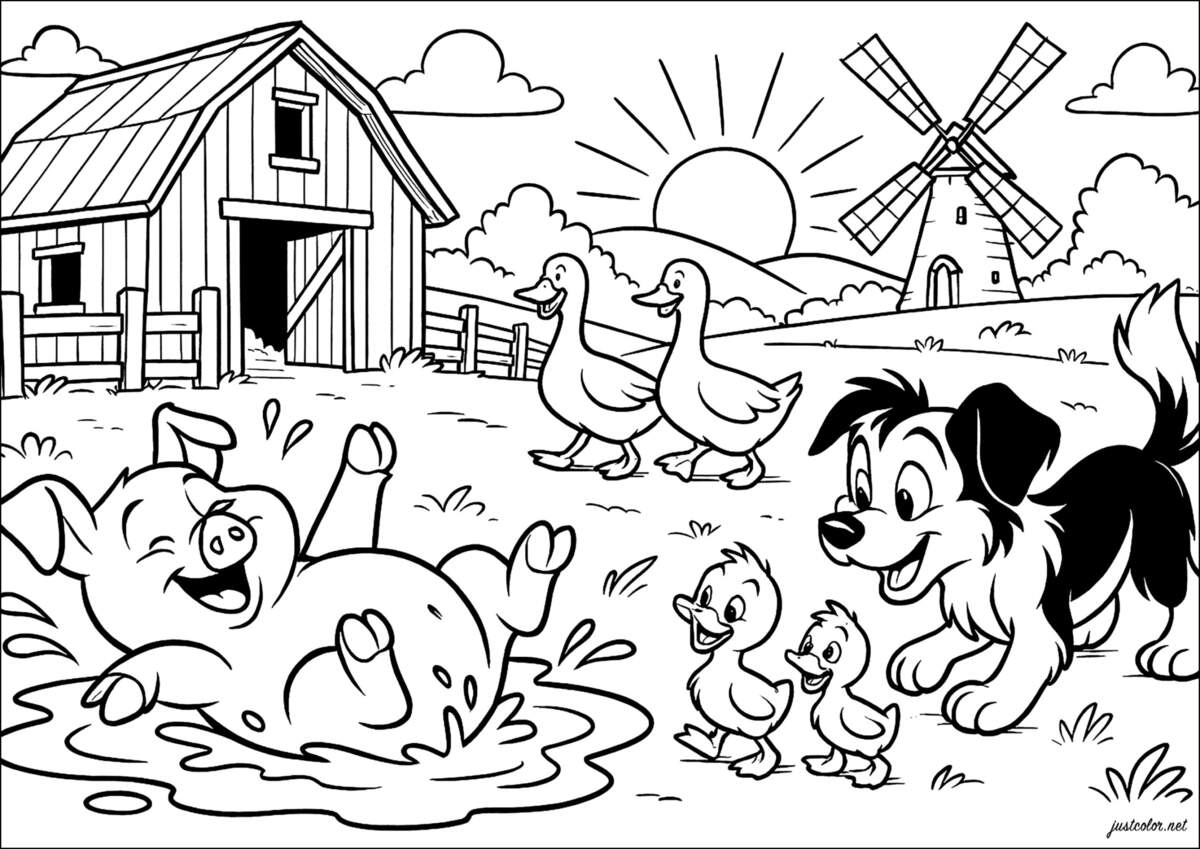 Joyful Life On The Farm Farm Coloring Pages