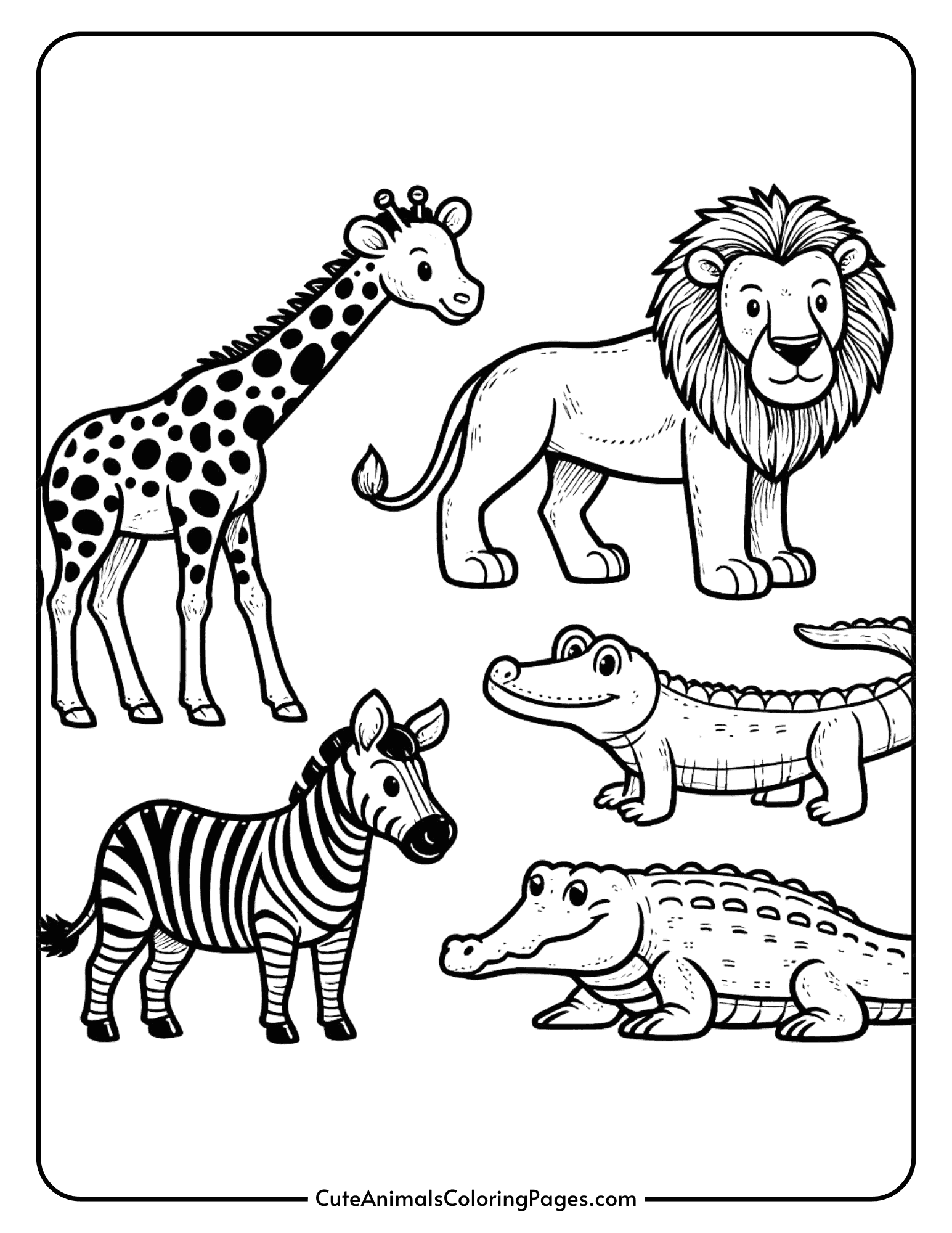 Jungle Animals Coloring Pages Free Printable Pages Cute Animals Coloring Pages Animals Coloring Sheet Etsy