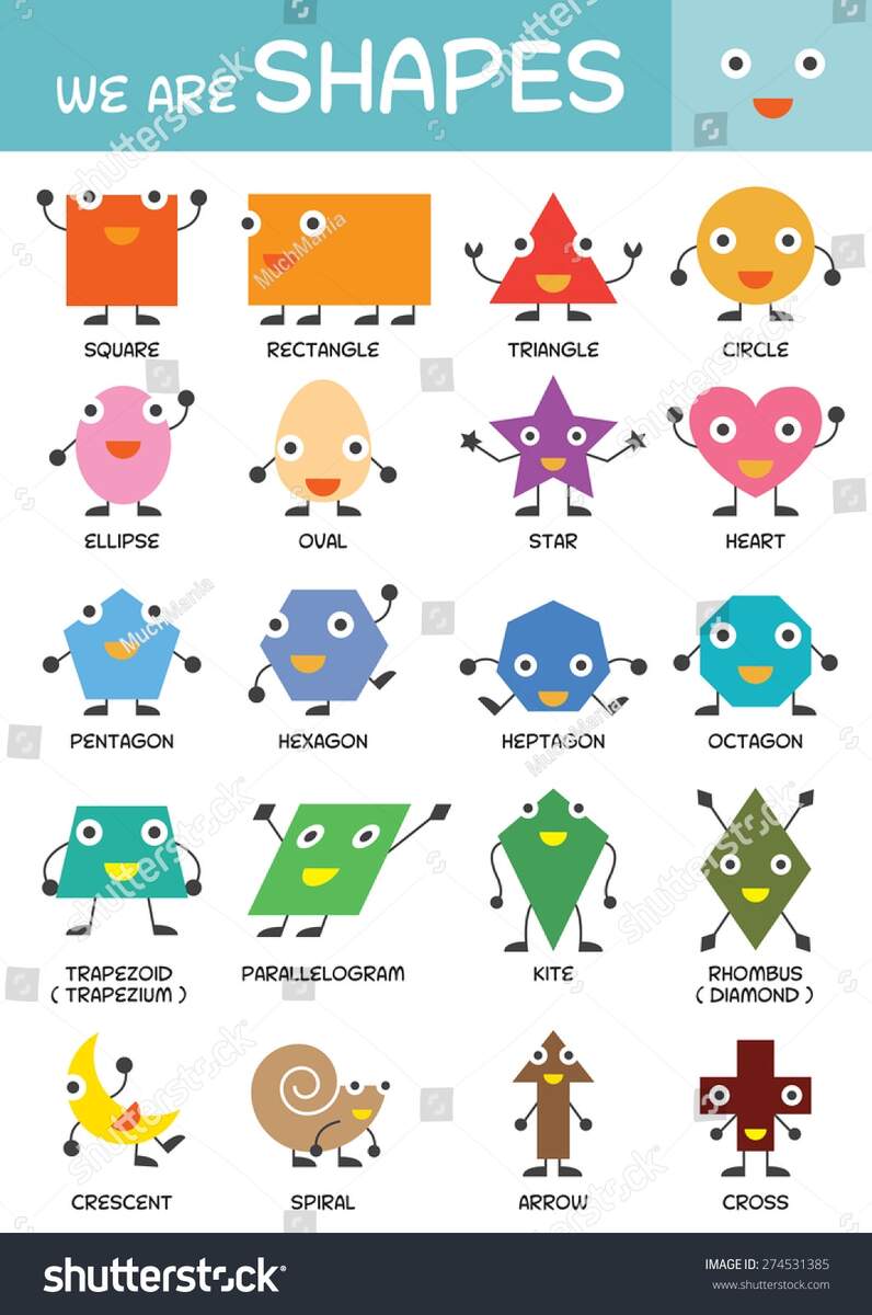 Kids Basic Shapes Chart Kindergarten Preschool Stock Vector Royalty Free 274531385 Shutterstock
