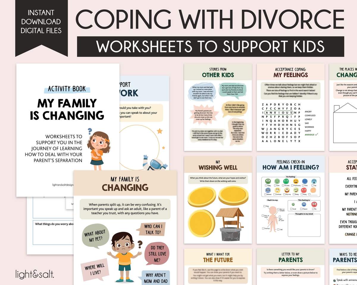 Kids Divorce Worksheet Etsy