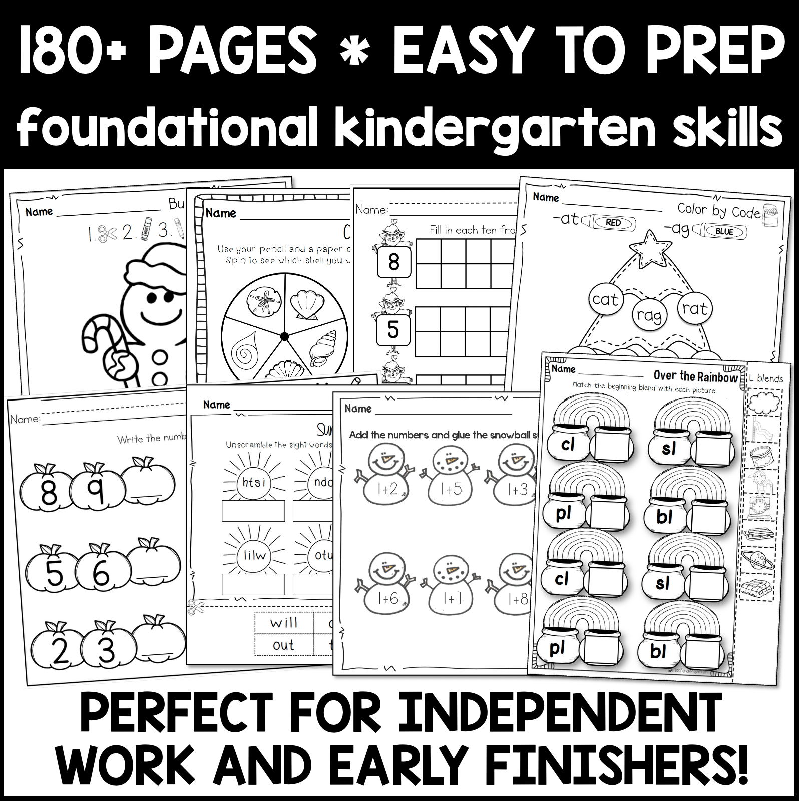 Kindergarten Packet Math And Literacy Review Worksheets For The YEAR Miss Kindergarten