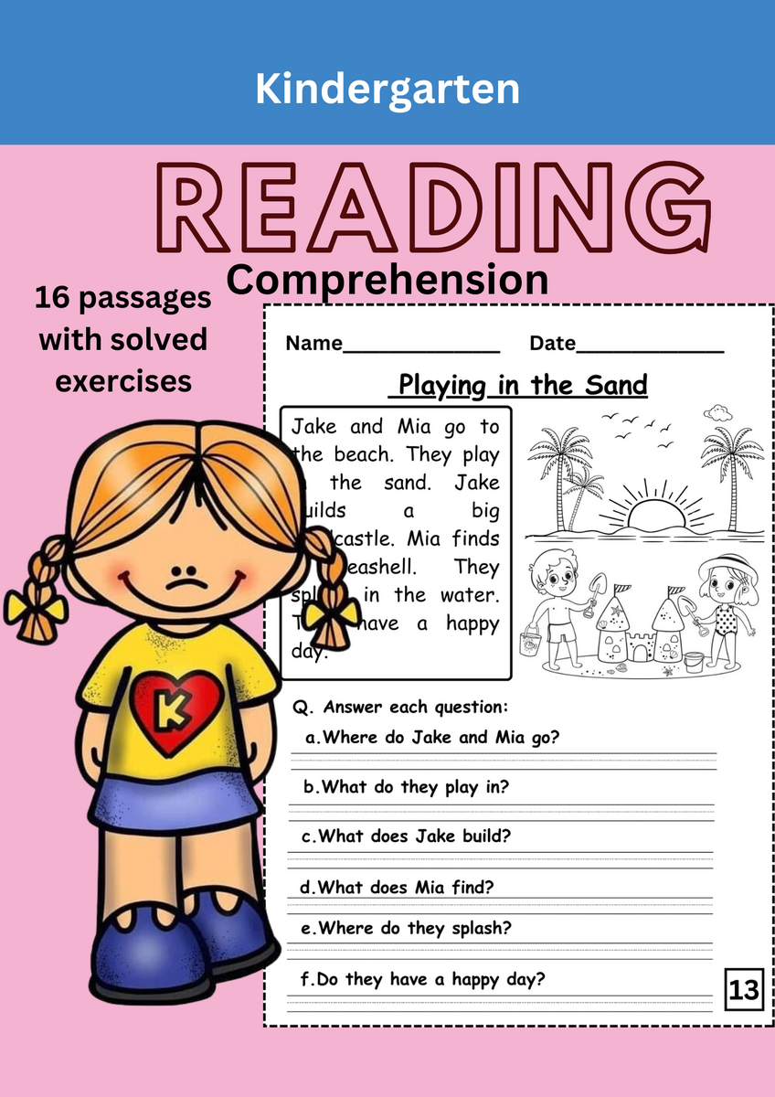 Kindergarten Reading Comprehension 34 Printables 16 Passages Kindergarten Reading Comprehension 34 Printables 16 Passages