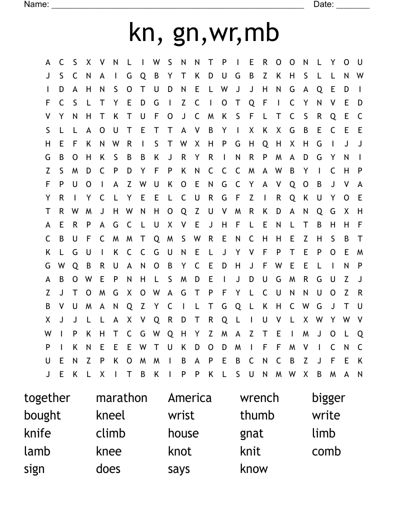 Kn Gn Wr Mb Word Search WordMint Silent Consonant Digraphs Mb Gn Kn And Wr Word Work No Prep Made By Teachers