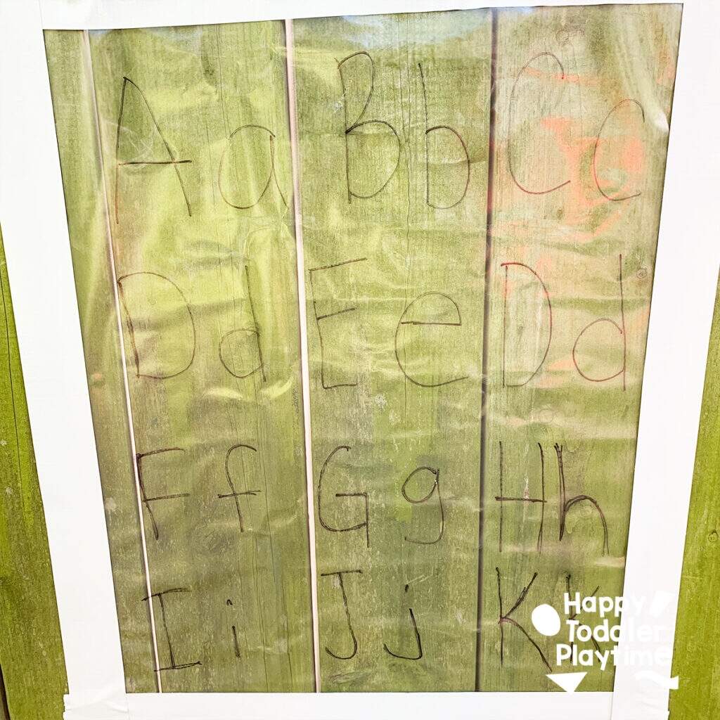 Leaf Letter Tracing Sticky Wall Fun Learning With A Fall Twist Happy Toddler Playtime