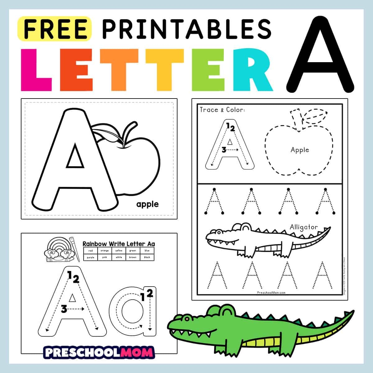 Letter A Preschool Printables Preschool Mom 9 Printable Preschool Alphabet Worksheets Letter Recognition Worksheets And Activities Handwriting Etsy