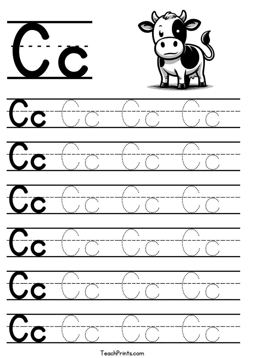 Letter C Tracing Worksheet Free Printables Teach Prints