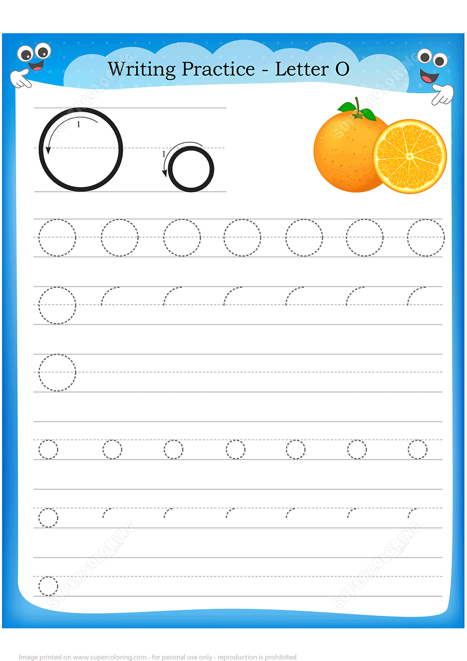 Letter O Is For Orange Handwriting Practice Worksheet Free Printable Worksheets