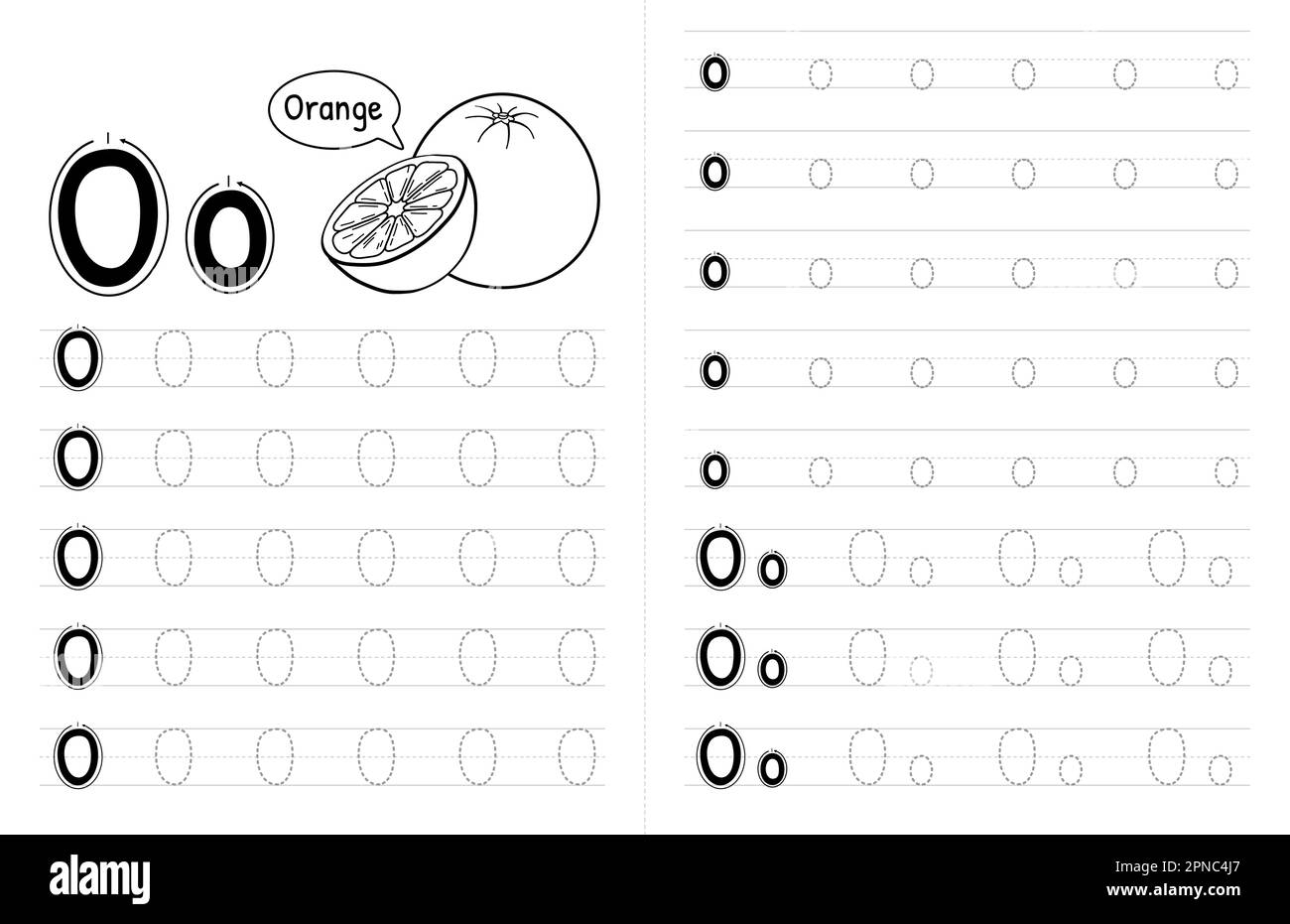 Letter O Tracing Cut Out Stock Images Pictures Alamy