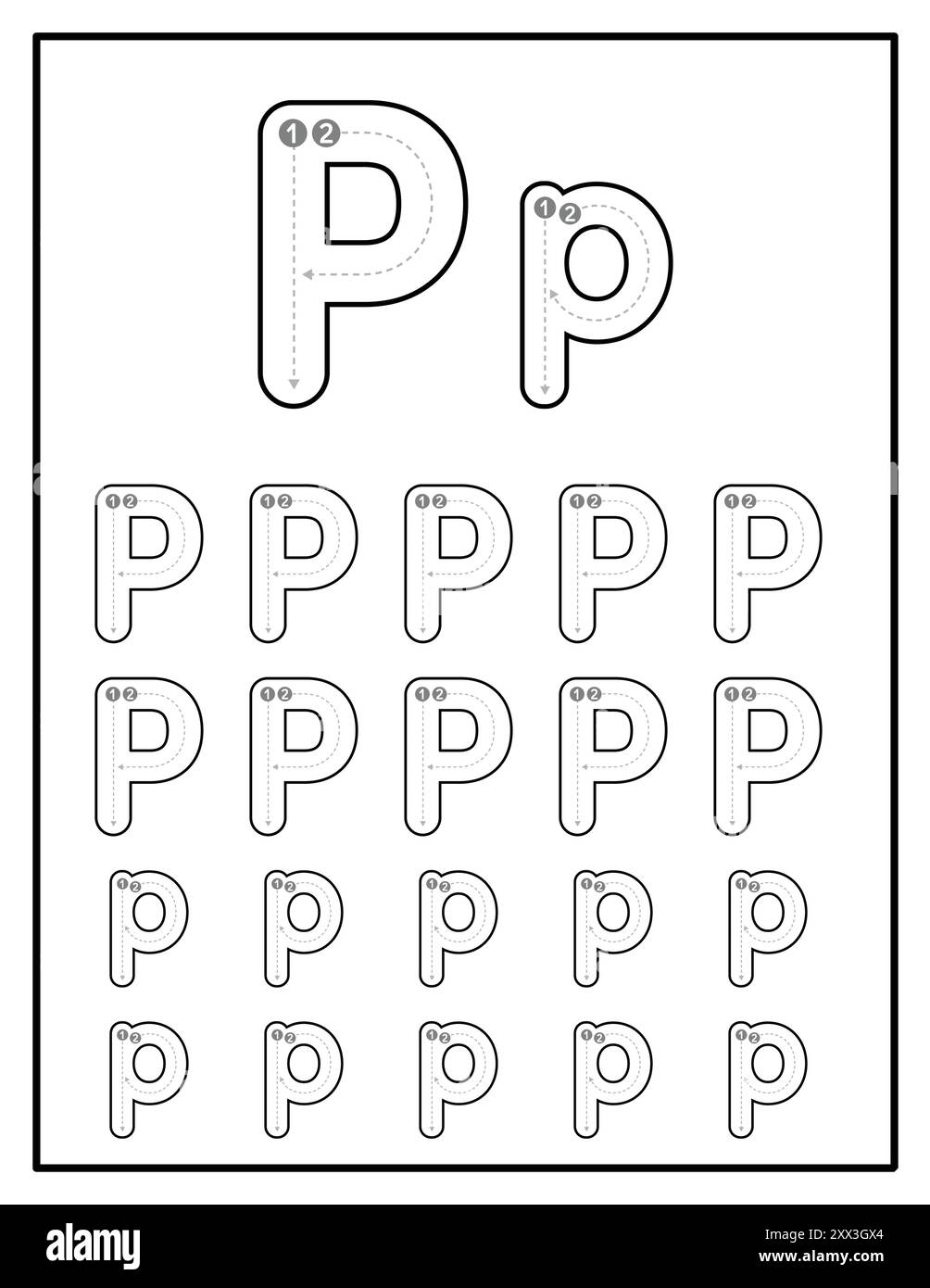 Letter P Worksheets Black And White Stock Photos Images Alamy