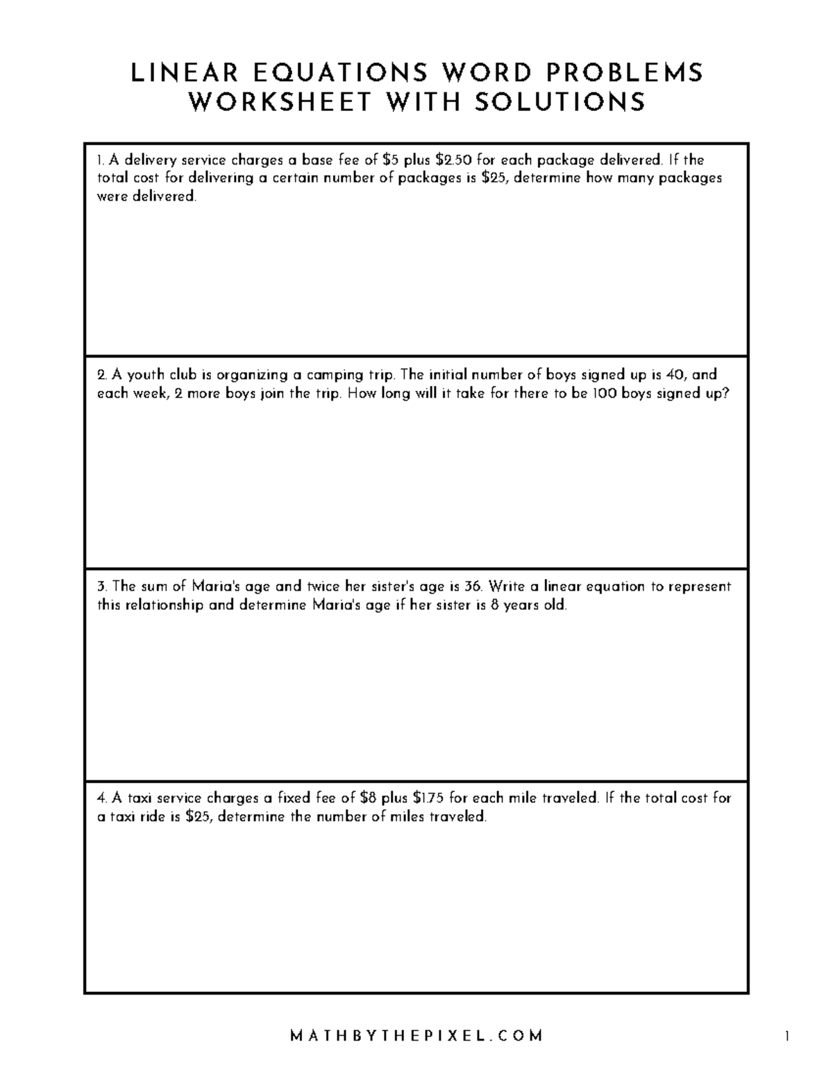 Linear Equations Word Problems Worksheet Solutions Math 101 Studocu