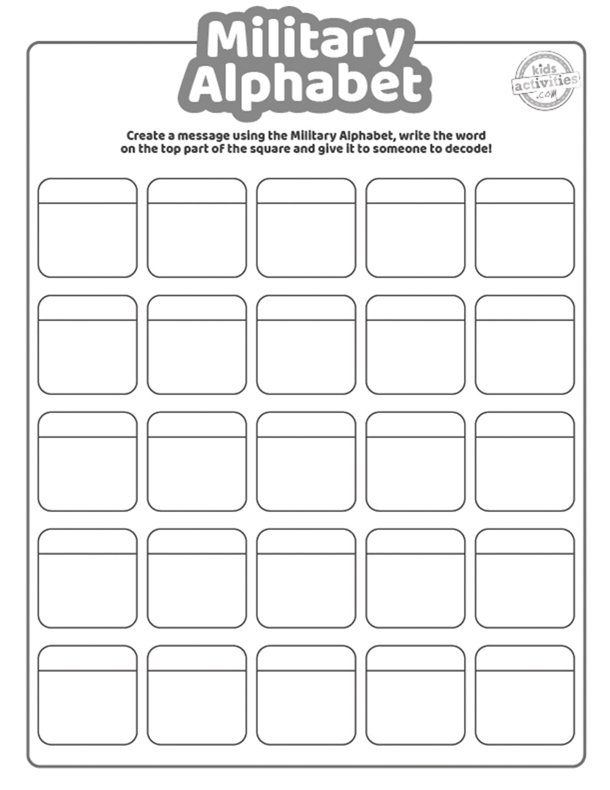 Magnificent Military Alphabet Printable For Kids Kids Activities Blog