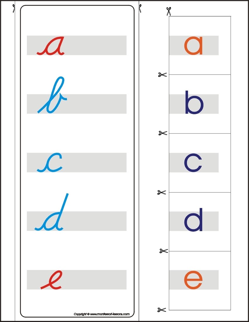 Matching Lower Cursive And Print Letters A Z Montessori Lessons
