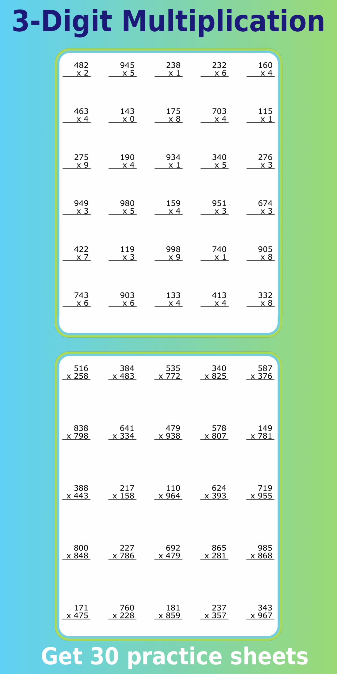 Free Printable Multiplication Worksheet For Third Grade
