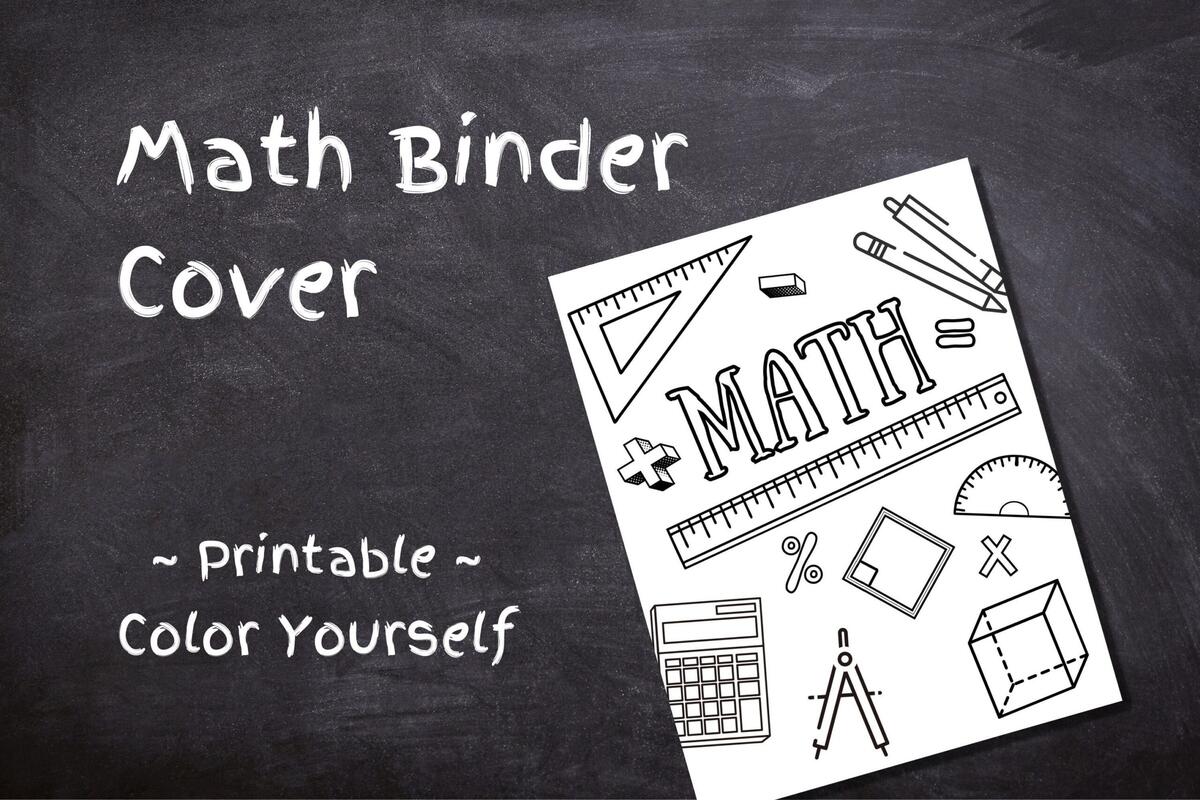 Math Binder Cover Printable Letter Size School Binder Cover Teacher Binder Color Yourself Printout PDF Homeschool Binder Etsy