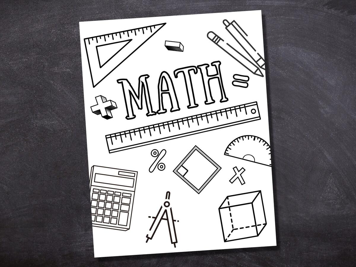Math Binder Cover Printable Letter Size School Binder Cover Teacher Binder Color Yourself Printout PDF Homeschool Binder Etsy