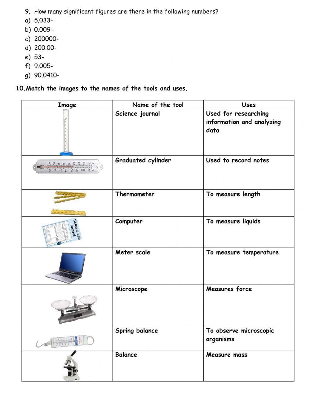 Measurement And Scientific Tools Worksheet Worksheets Library