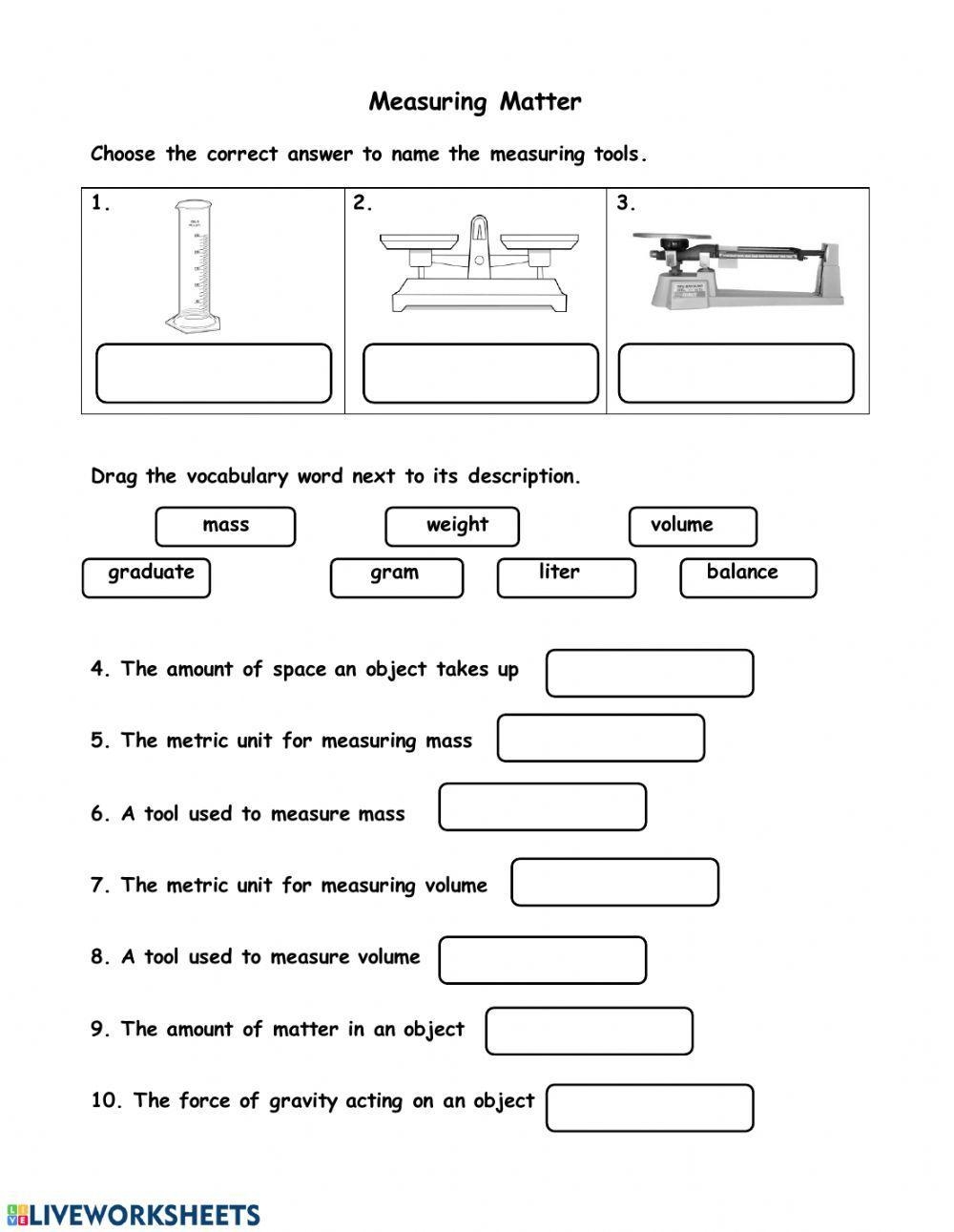 Measuring Matter Worksheet Worksheets Library