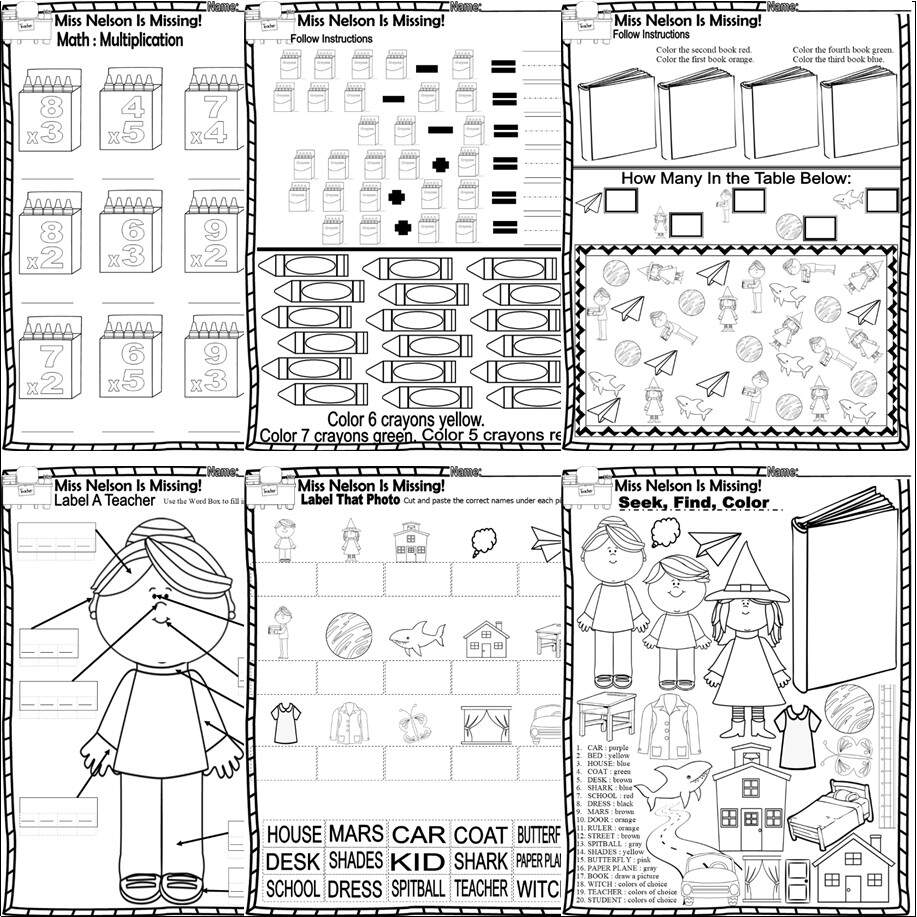 Miss Nelson Is Missing Back To School Read Aloud Companion Reading Comprehension Worksheets Made By Teachers
