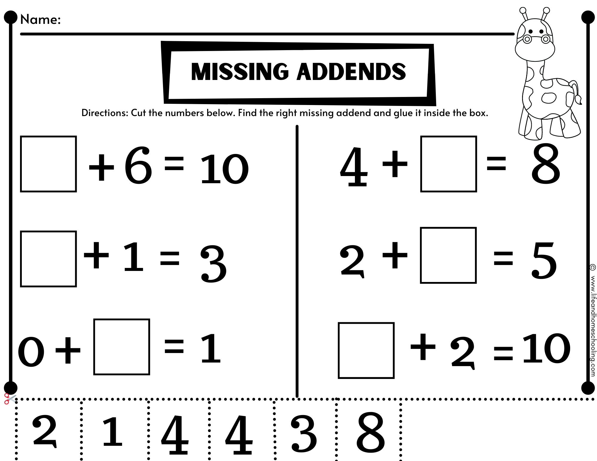 Domino Drop Missing Addend Worksheets Top Teacher
