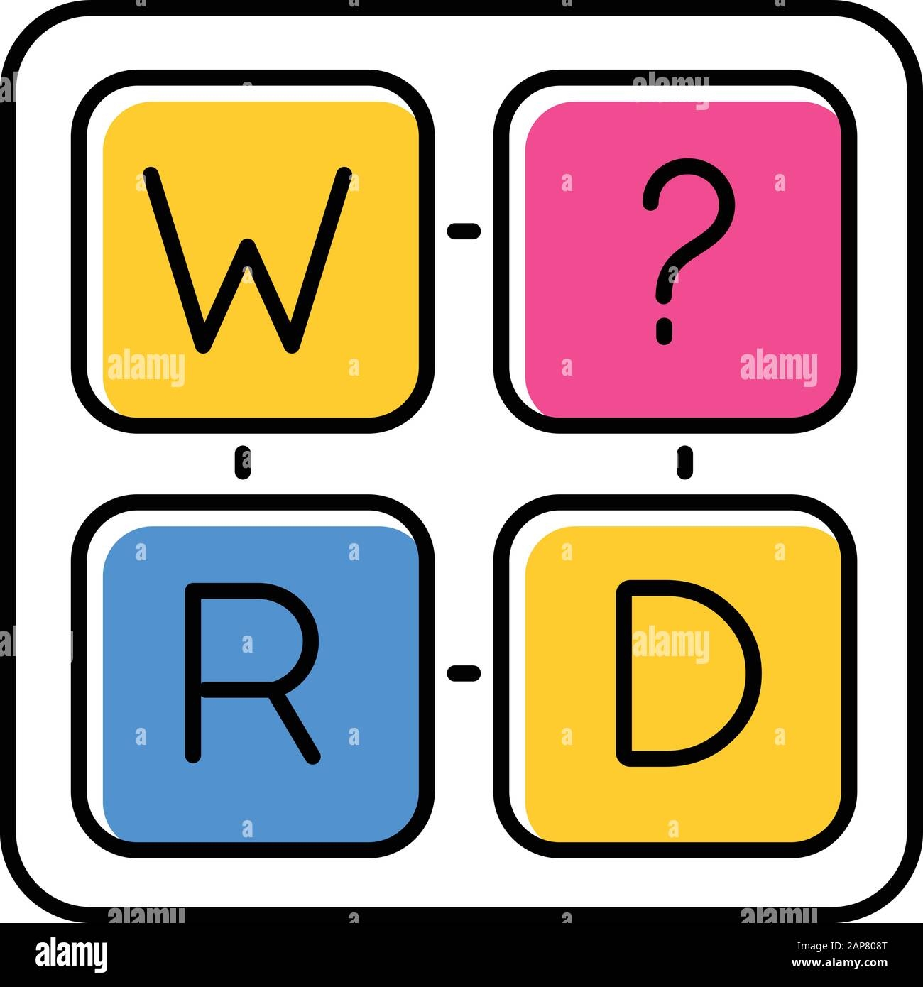 Missing Letter Puzzle Color Icon Word Game Mental Exercise Challenge Language Vocabulary Intelligence Test Brain Teaser Problem Solving Solut Stock Vector Image Art Alamy