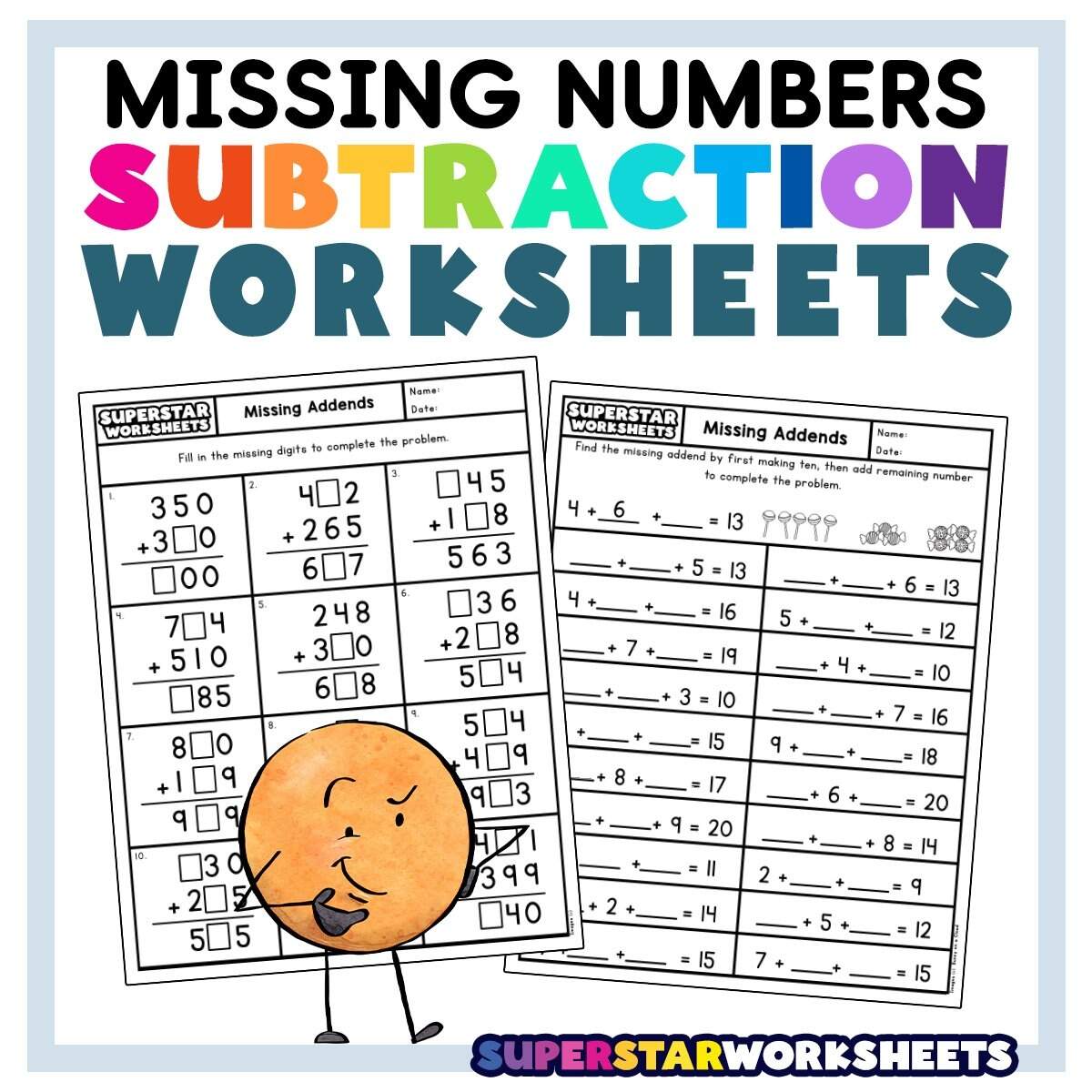 Missing Number Subtraction Worksheets Superstar Worksheets