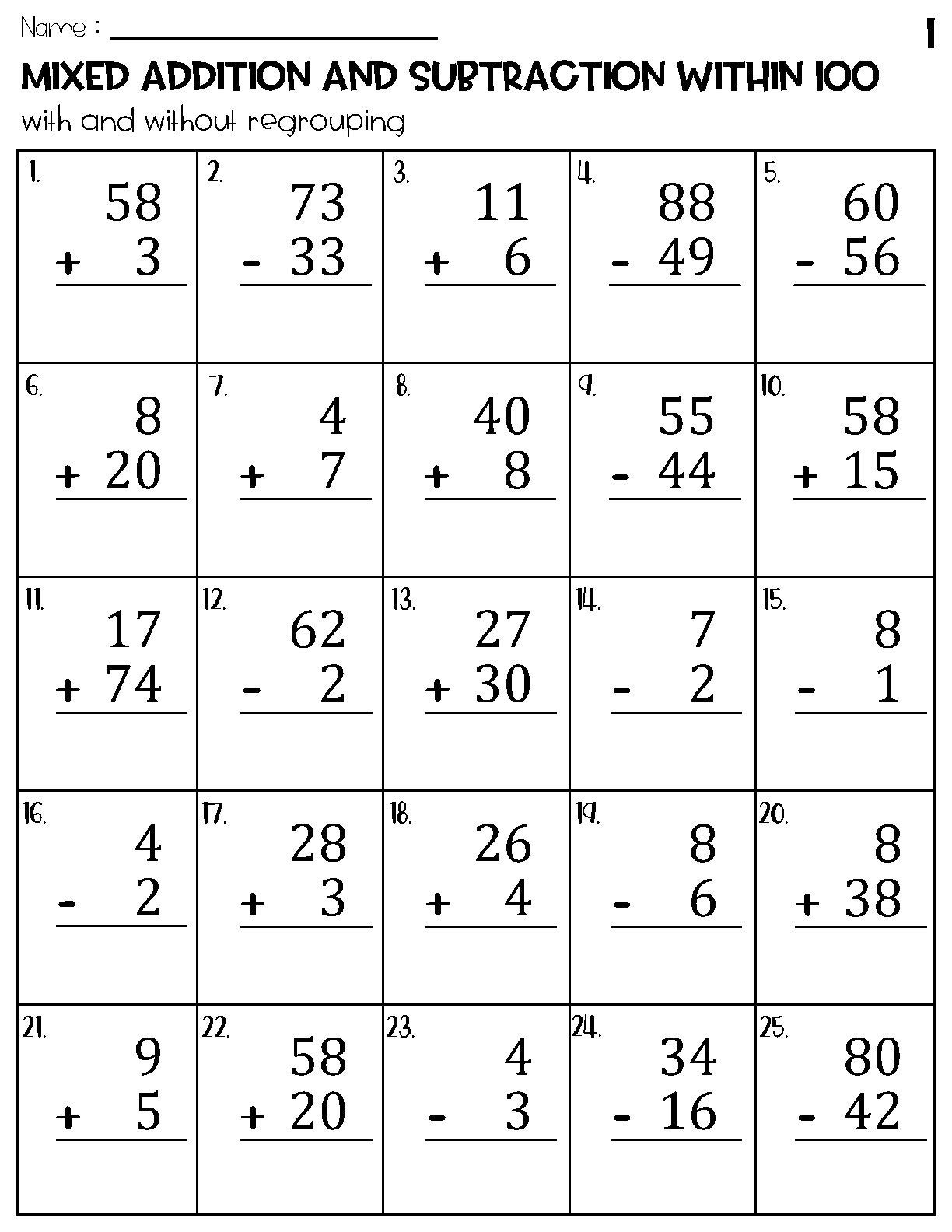 Mixed Addition And Subtraction Within 100 Worksheets Etsy Math Fact Fluency Addition And Subtraction To 20 Timed Tests Practice Etsy Israel