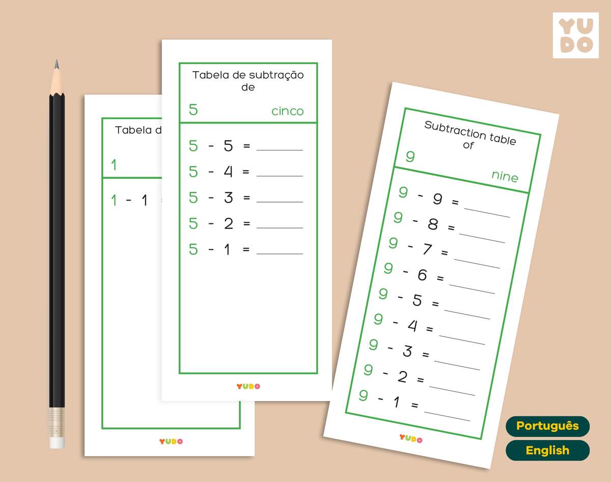 Montessori Subtraction Tables Yudo Montessori