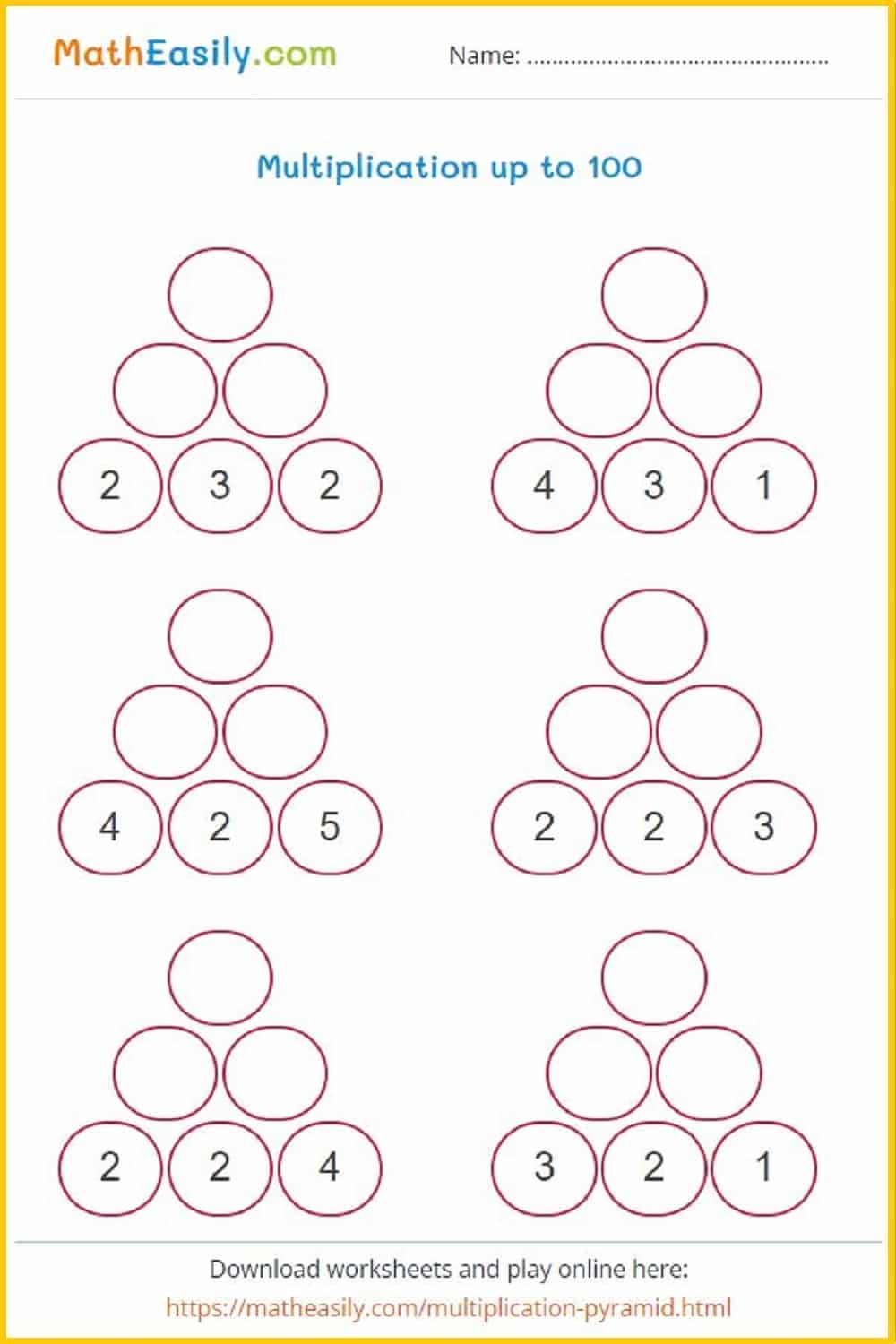 Multiplication Puzzle Game ONLINE Printable