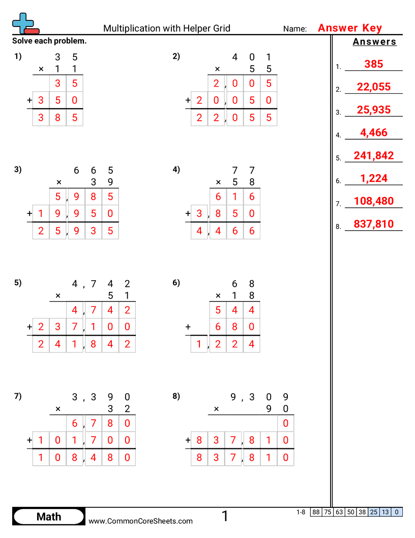 Multiplication Worksheets