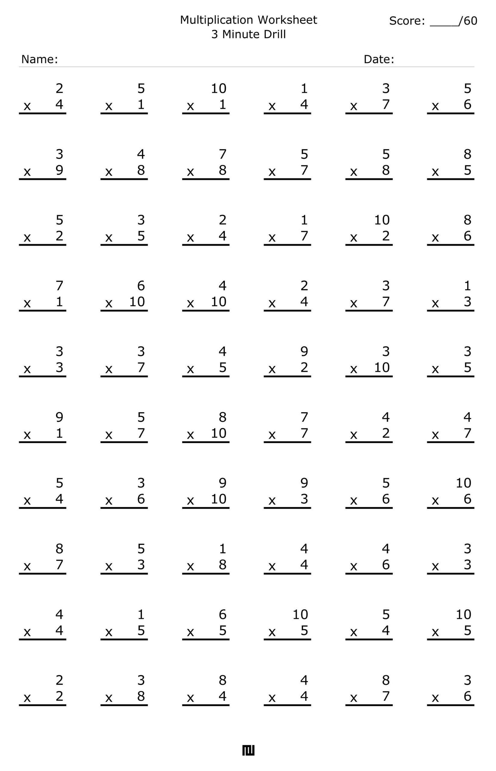 Multiplication Worksheets 3rd 4th Grade Math Drills PDF Etsy