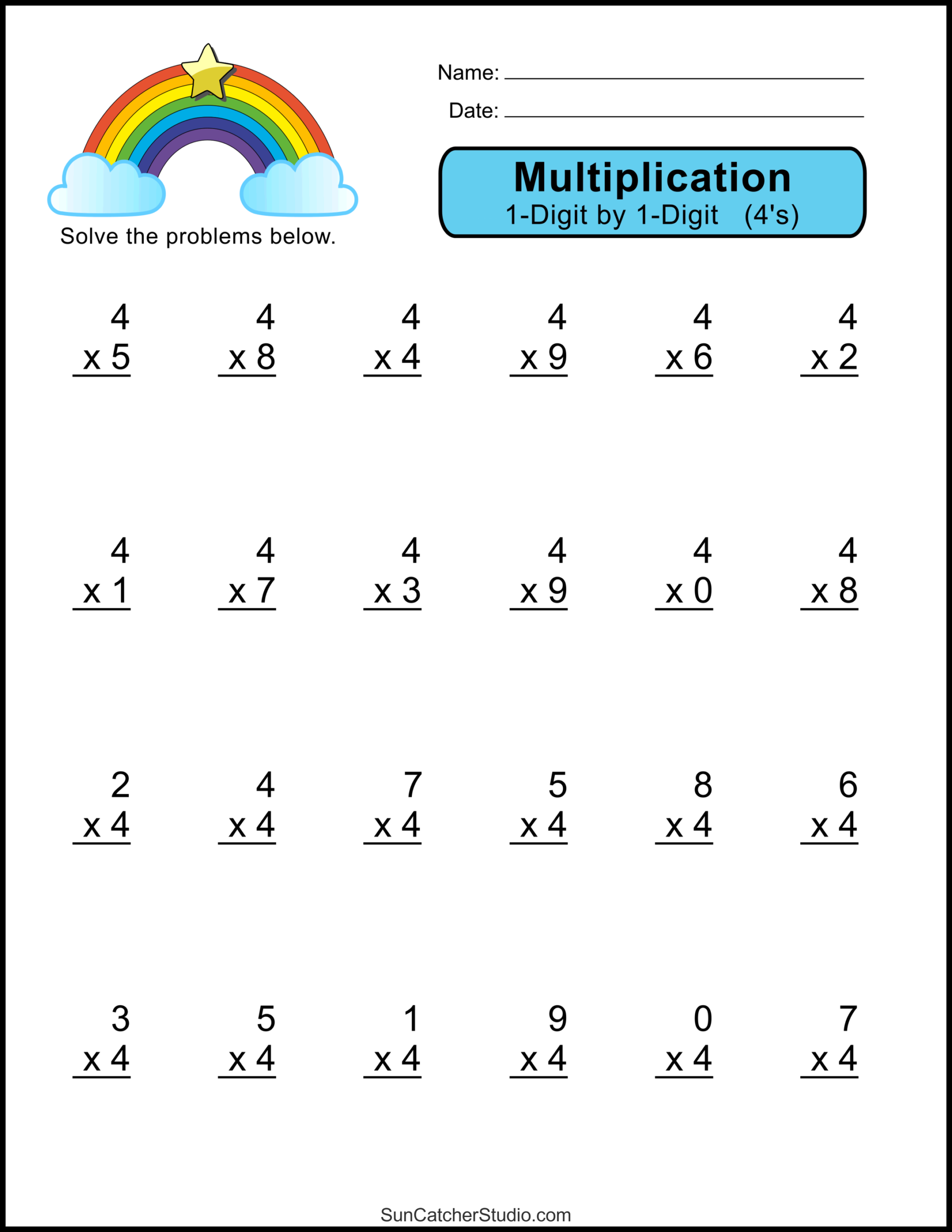 Multiplication 5 Minute Drill Worksheets Grade 2 4 PDF Download Etsy Norway