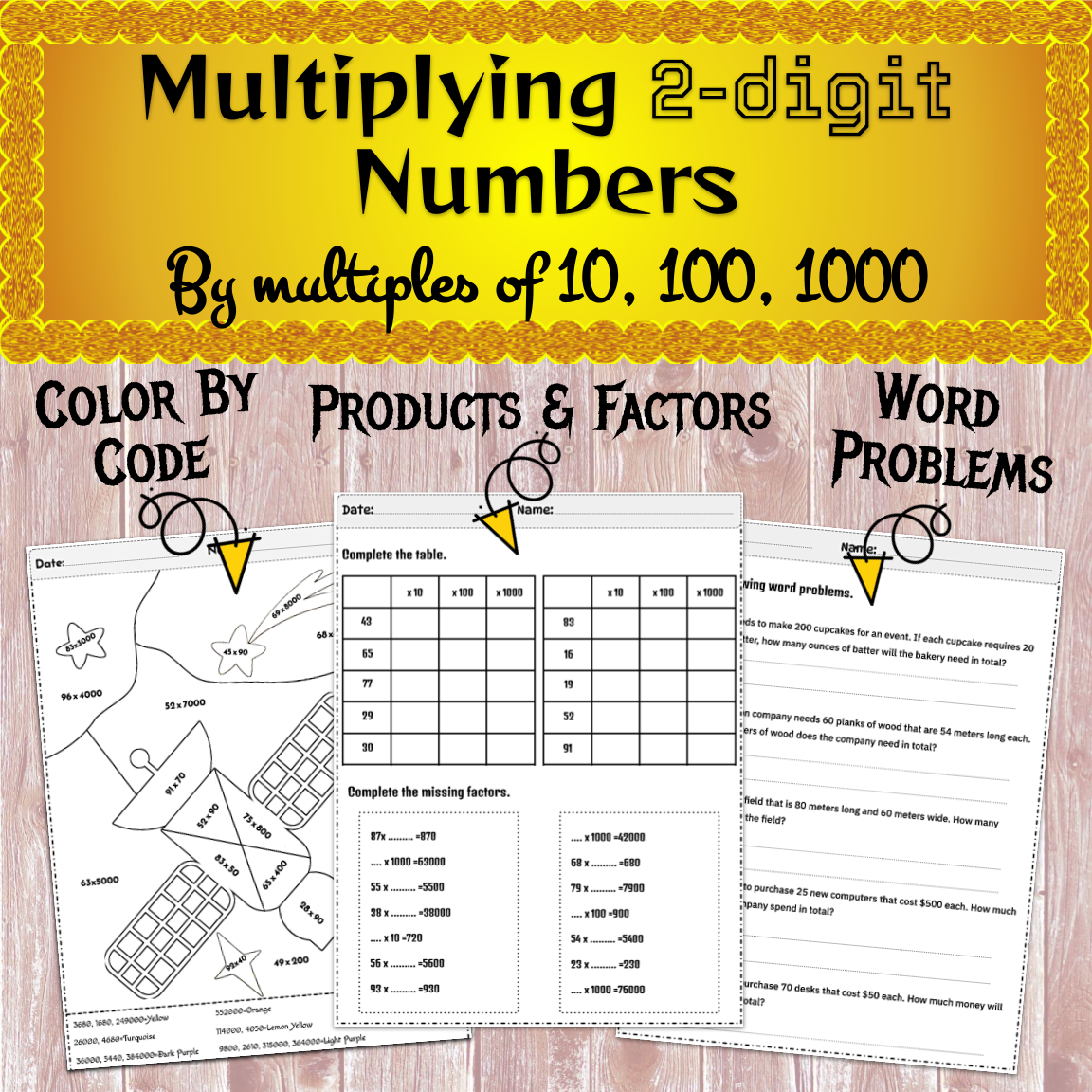 Multiplying 2 Digit Numbers By Multiples Of 10 100 1000 With Word Problems And Color By Code Made By Teachers Multiplying 2 Digit Numbers By Multiples Of 10 100 1000 With Word Problems And Color By Code Made By Teachers
