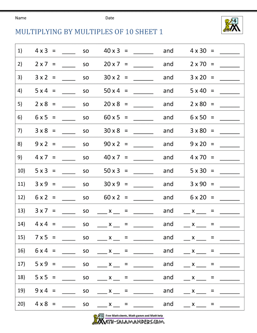 Multiplying By Multiples Of 10 Multiplication With Multiples Of 10 1 Worksheet FREE Printable Worksheets Worksheetfun