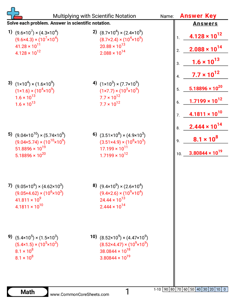 Multiplying With Scientific Notation Worksheet Download