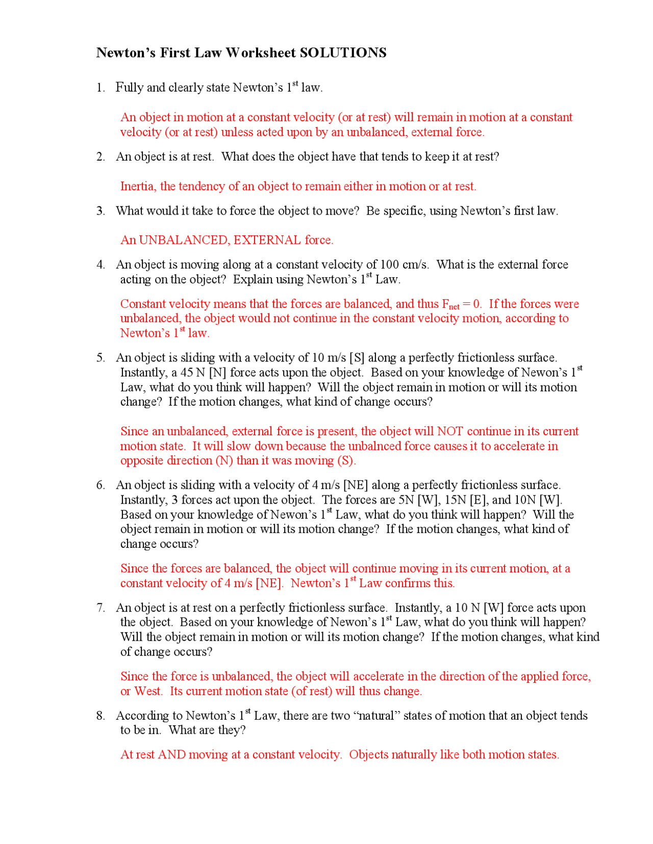 Newton S Laws Of Motion Quiz Review Key 2nd Attempt Studocu