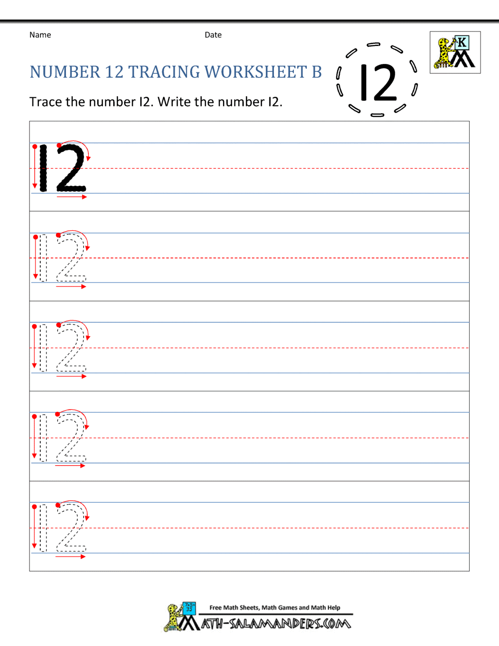 Number 12 Worksheets For Preschool Number 12 Worksheets For Preschool