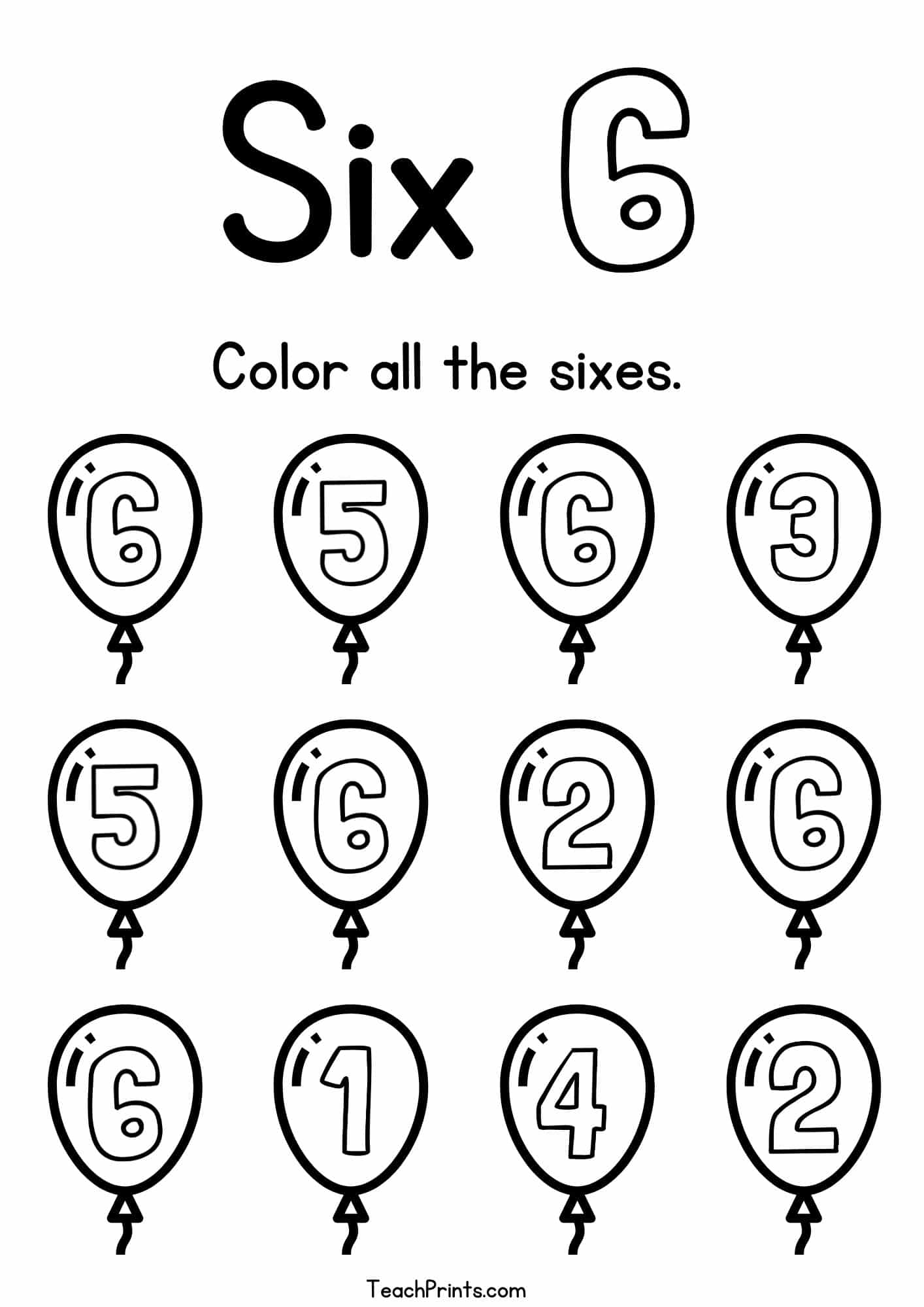 Free Printable Number Six Learning Worksheet For Preschool