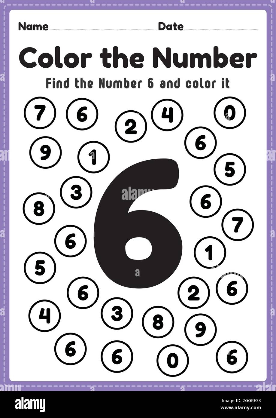 Number 6 Worksheet Stock Vector Images Alamy