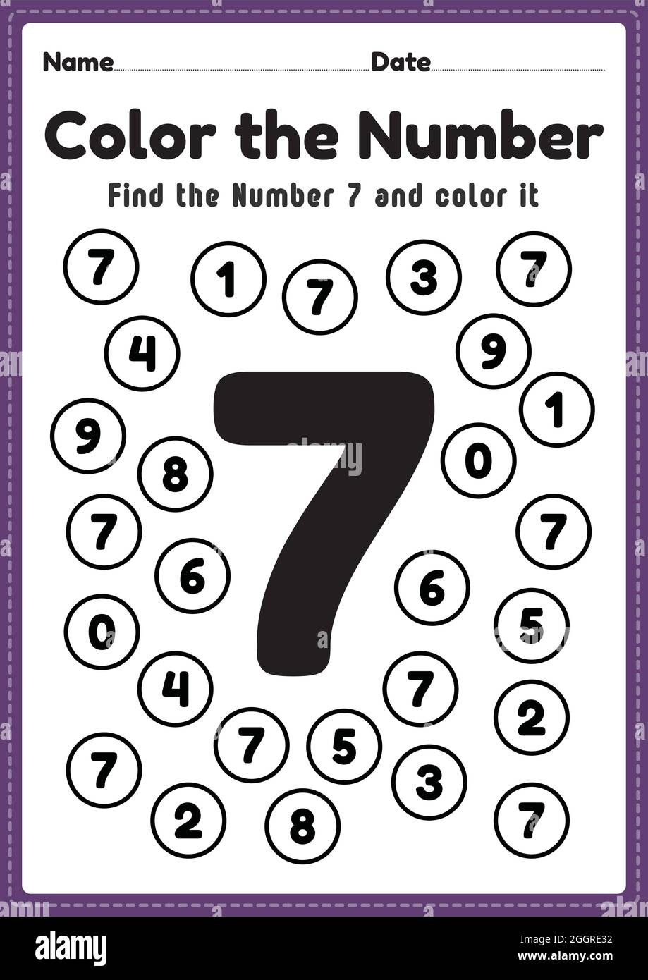 Number 7 Worksheet Hi Res Stock Photography And Images Alamy Catholic Number 7 Worksheet Preschool Kindergarten Coloring Page TheCatholicKid