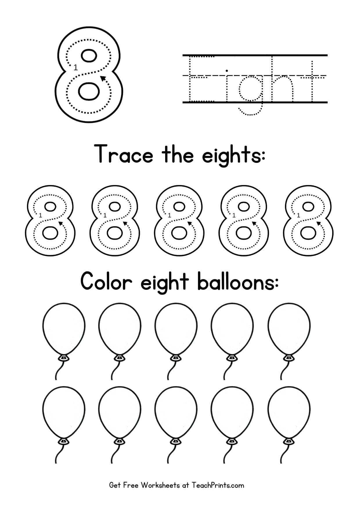 Number 8 Tracing Worksheets Free Printables Teach Prints Number 8 Tracing Worksheets Free Printables Teach Prints