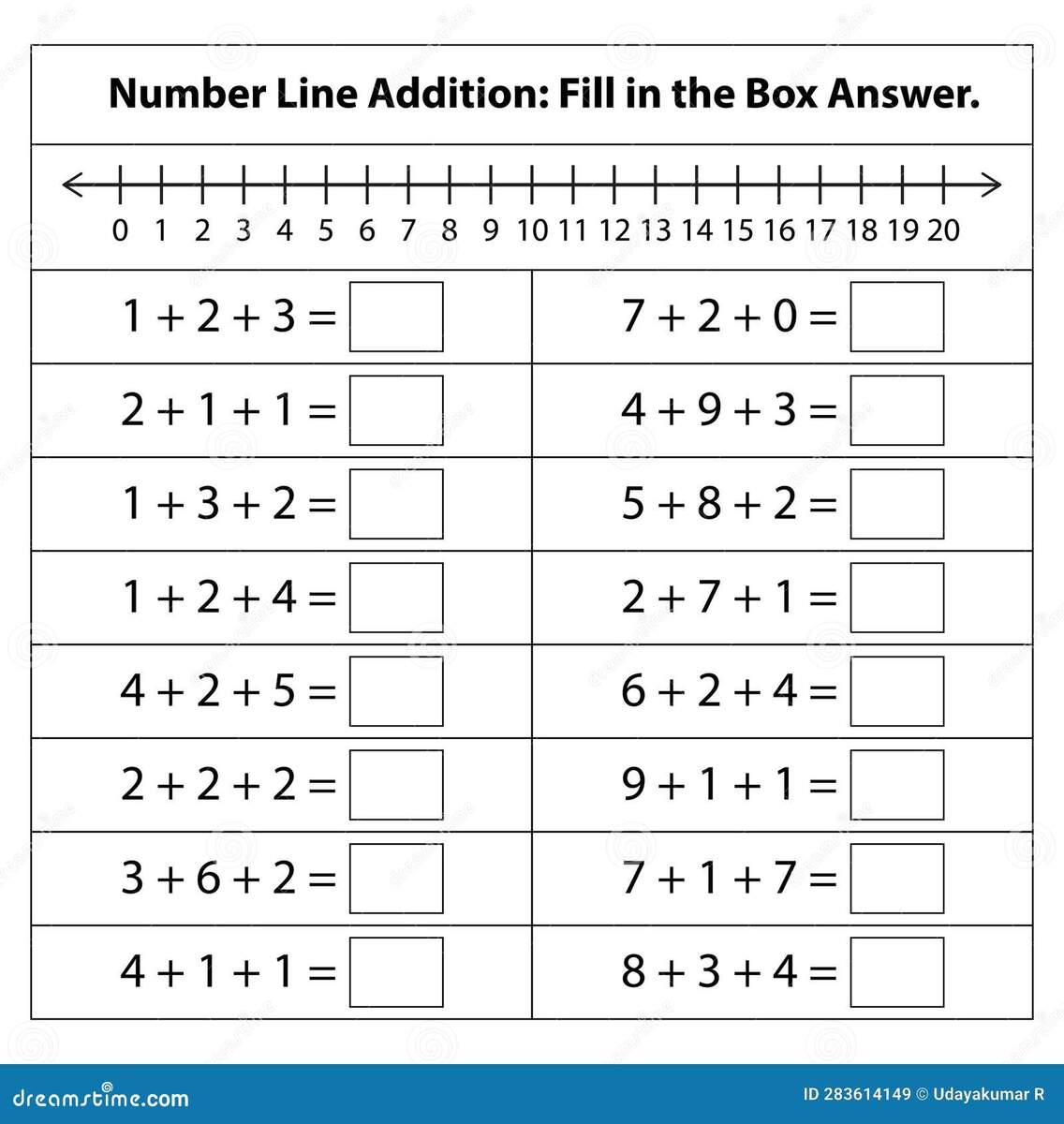 Number Line 1 To 20 Addition Math Chart For Addition And Subtraction Operations In School Isolated On White Background Stock Vector Illustration Of Greater Exercise 283614149