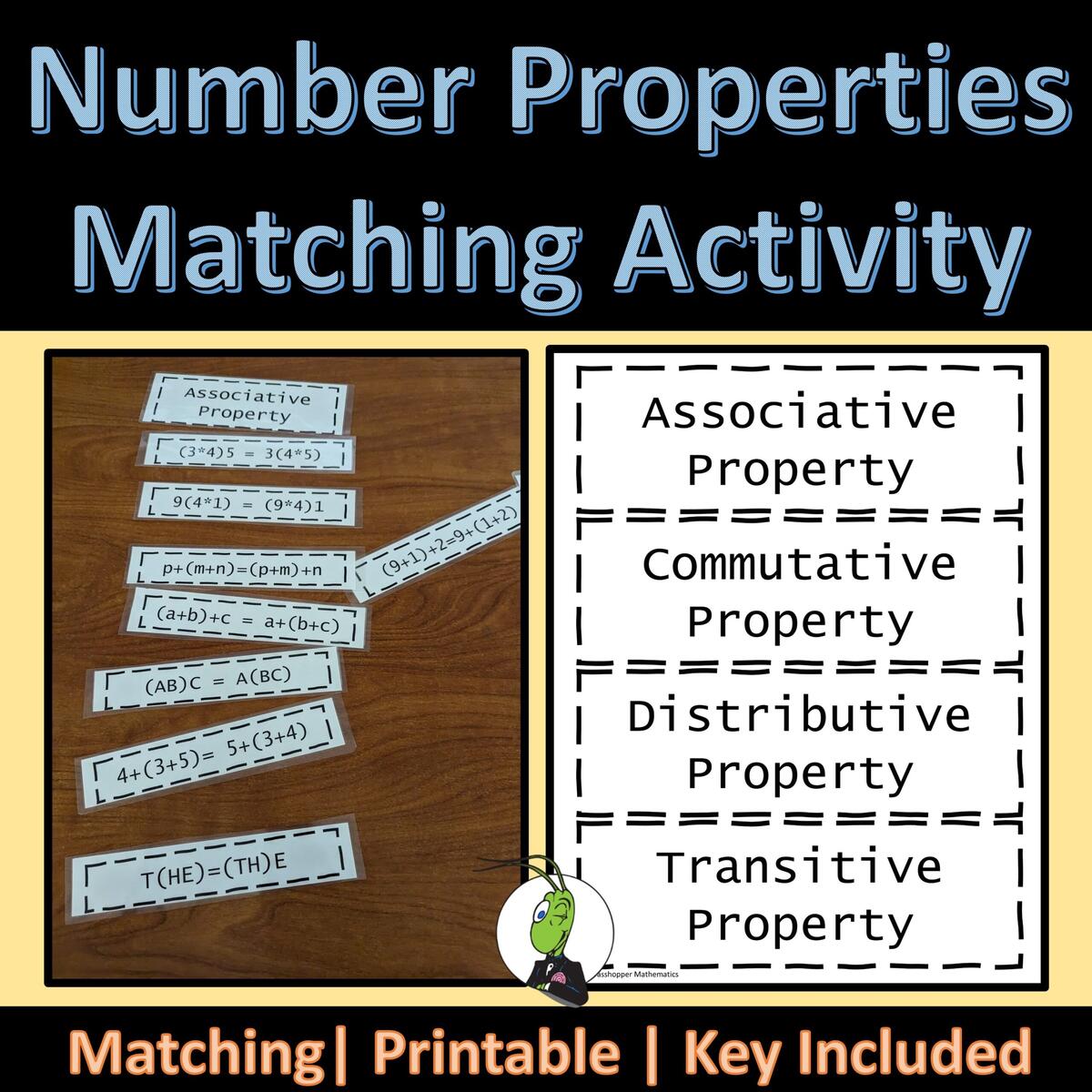 Number Properties Matching Activity For Algebra Classful