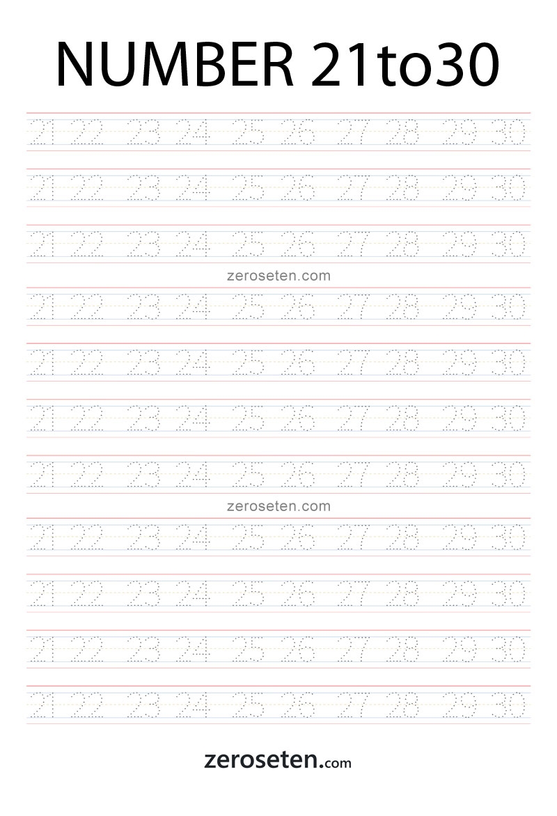 Numbers Tracing Worksheets Twenty One To Thirty Zero Se Ten Blog Tracing Numbers 1 20 Worksheets Free Printable Pdfs Teach Prints