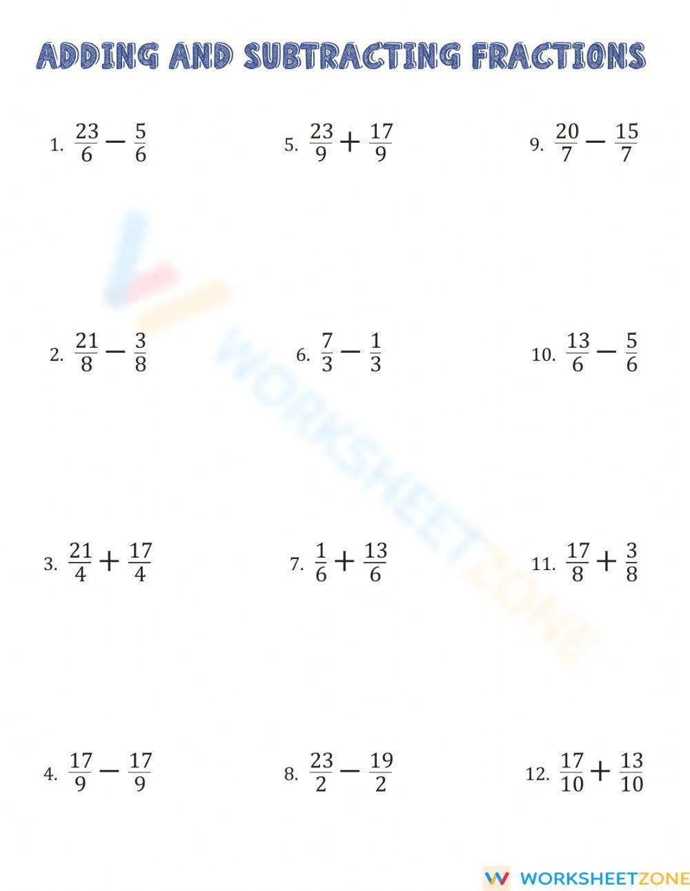 Operations With Fractions Worksheet Worksheets Library