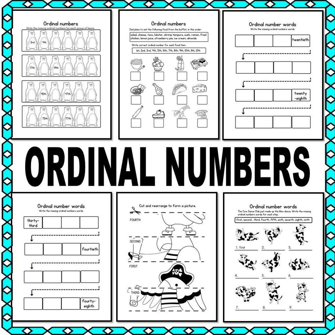 Ordinal Numbers Worksheets Etsy
