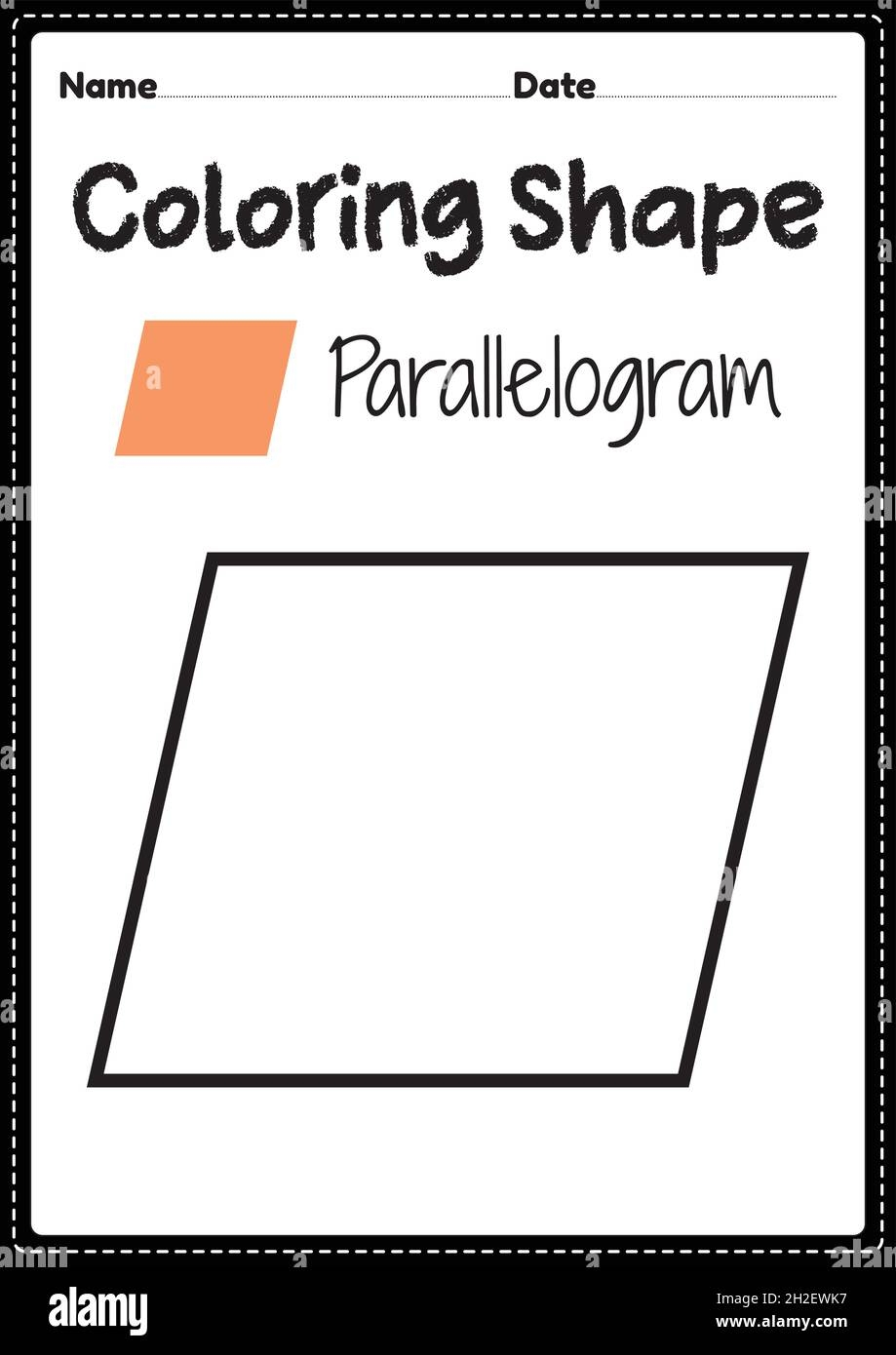 Parallelogram Coloring Page For Preschool Kindergarten Montessori Kids To Practice Visual Art Drawing And Coloring Activities To Develop Creativity Stock Vector Image Art Alamy