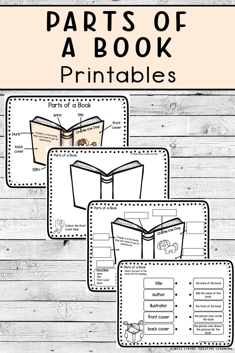Parts Of A Book Printables Simple Living Creative Learning