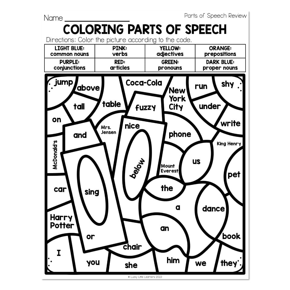 Parts Of Speech Coloring Pages Art With Jenny K Worksheets Library Parts Of Speech Coloring Pages Art With Jenny K Worksheets Library