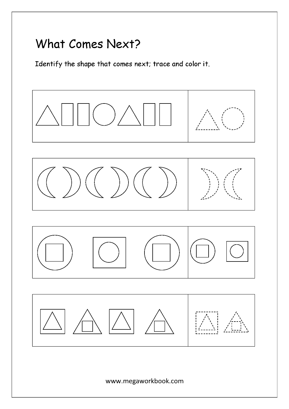 Pattern Identification What Comes Next Worksheets For Preschool Worksheets Library