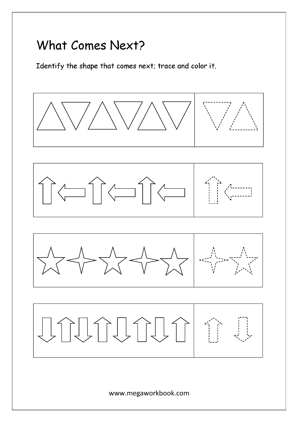 Pattern Identification What Comes Next Worksheets For Preschool Worksheets Library